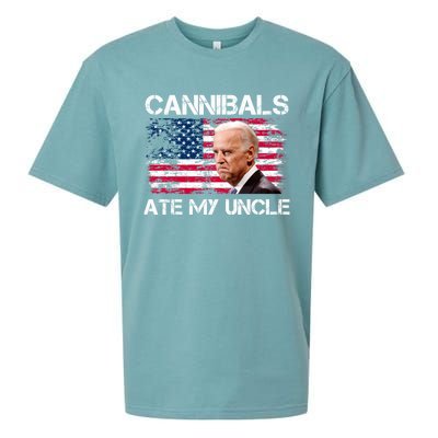 Cannibals Ate My Uncle Us Flag Biden Vinatge Sueded Cloud Jersey T-Shirt