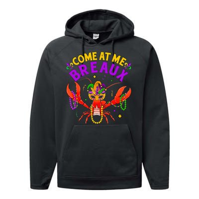 Come At Me Breaux Crawfish Beads Mardi Gras Performance Fleece Hoodie