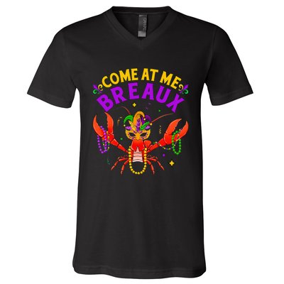 Come At Me Breaux Crawfish Beads Mardi Gras V-Neck T-Shirt