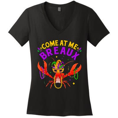 Come At Me Breaux Crawfish Beads Mardi Gras Women's V-Neck T-Shirt