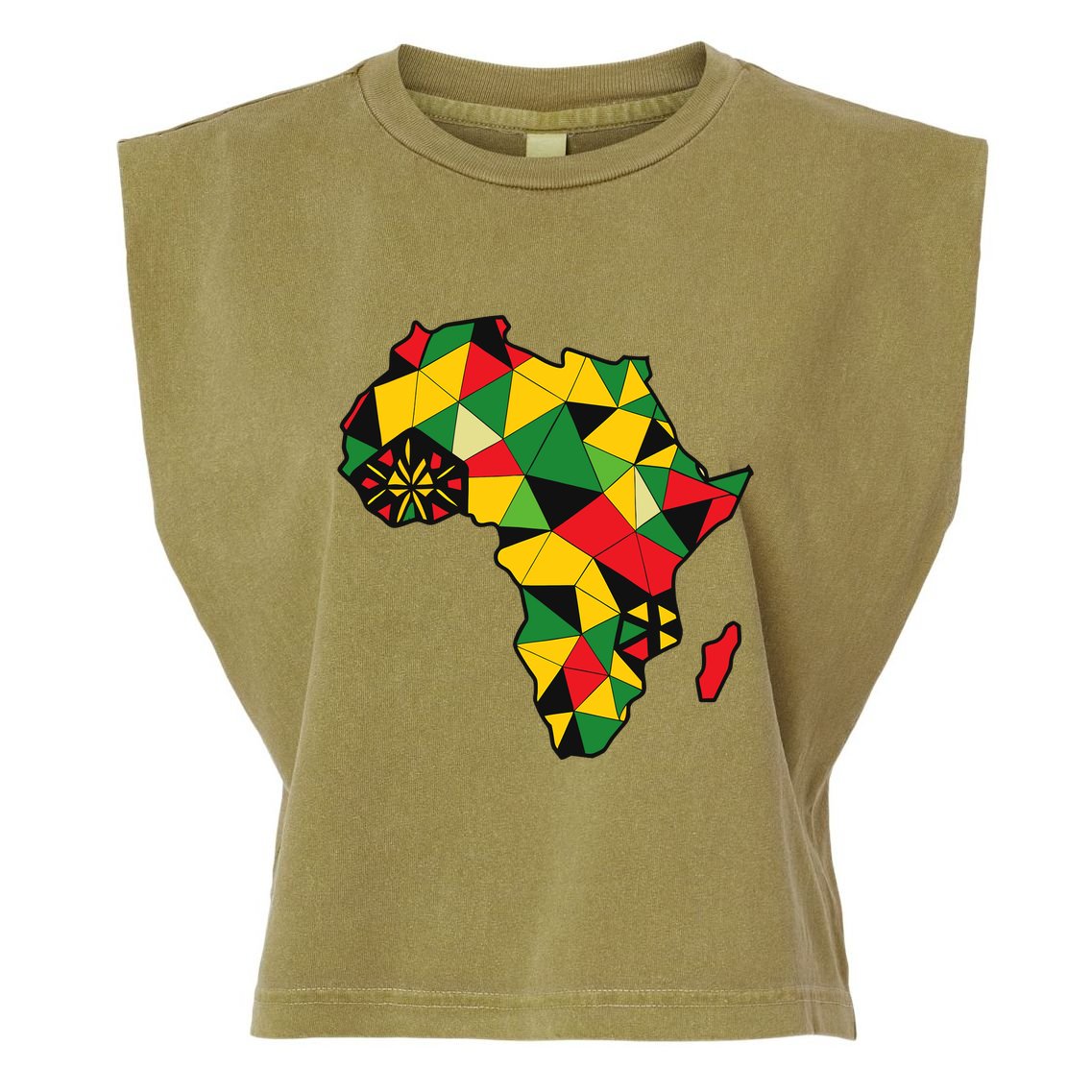 Colourful Africa Map Cloth Gift For African Lover Garment-Dyed Women's Muscle Tee