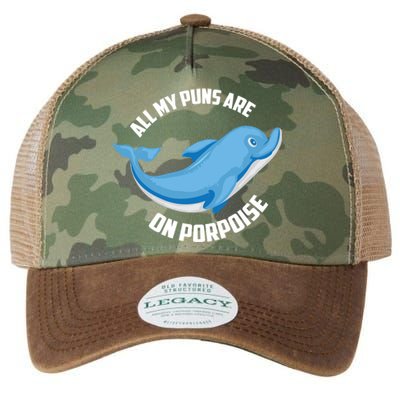 Cool All My Puns Are On Porpoise Funny Dolphin Diver Gift Legacy Tie Dye Trucker Hat