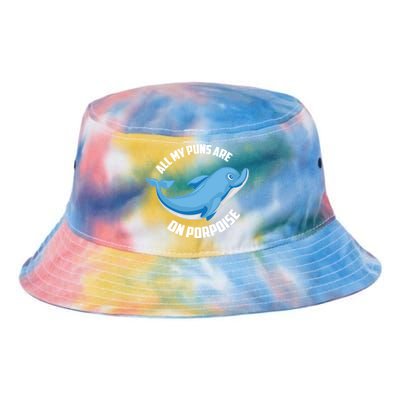 Cool All My Puns Are On Porpoise Funny Dolphin Diver Gift Tie Dye Newport Bucket Hat