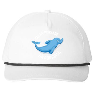 Cool All My Puns Are On Porpoise Funny Dolphin Diver Gift Snapback Five-Panel Rope Hat