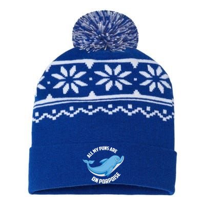 Cool All My Puns Are On Porpoise Funny Dolphin Diver Gift USA-Made Snowflake Beanie