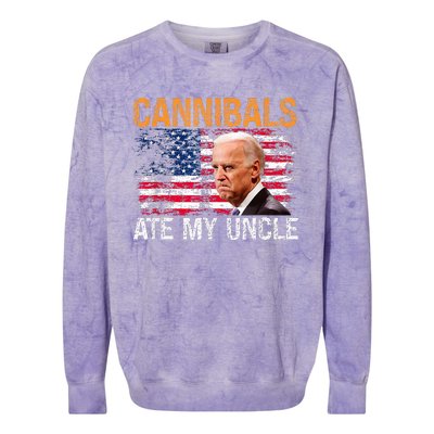 Cannibals Ate My Uncle Us Flag Joe Biden Colorblast Crewneck Sweatshirt