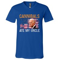 Cannibals Ate My Uncle Us Flag Joe Biden V-Neck T-Shirt