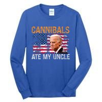 Cannibals Ate My Uncle Us Flag Joe Biden Tall Long Sleeve T-Shirt