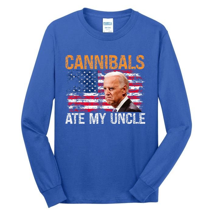 Cannibals Ate My Uncle Us Flag Joe Biden Tall Long Sleeve T-Shirt