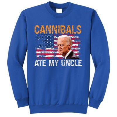 Cannibals Ate My Uncle Us Flag Joe Biden Tall Sweatshirt