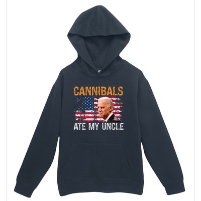 Cannibals Ate My Uncle Us Flag Joe Biden Urban Pullover Hoodie