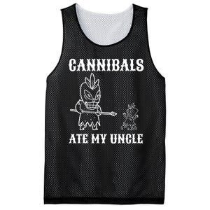 Cannibals Ate My Uncle Funny Trendy Current Quote Graphic Mesh Reversible Basketball Jersey Tank