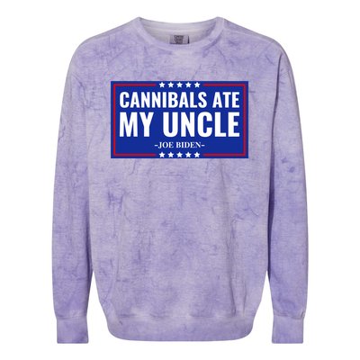 Cannibals Ate My Uncle Joe Biden Political Satire Trump 2024 Colorblast Crewneck Sweatshirt