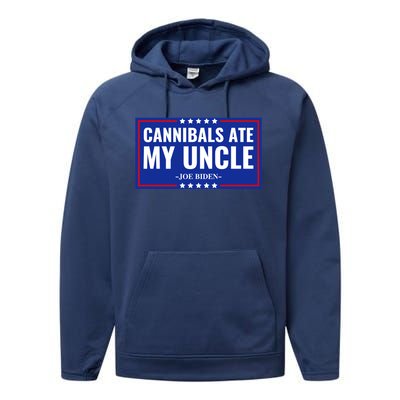 Cannibals Ate My Uncle Joe Biden Political Satire Trump 2024 Performance Fleece Hoodie