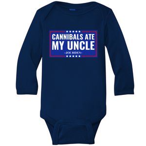 Cannibals Ate My Uncle Joe Biden Political Satire Trump 2024 Baby Long Sleeve Bodysuit