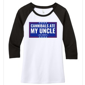 Cannibals Ate My Uncle Joe Biden Political Satire Trump 2024 Women's Tri-Blend 3/4-Sleeve Raglan Shirt