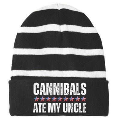 Cannibals Ate My Uncle Vintage Striped Beanie with Solid Band