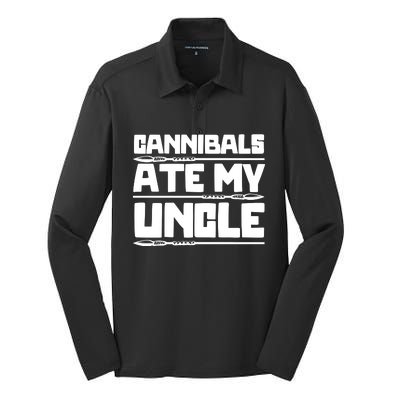 Cannibals Ate My Uncle Joe Biden Political Satire Trump 2024 Silk Touch Performance Long Sleeve Polo