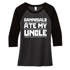 Cannibals Ate My Uncle Joe Biden Political Satire Trump 2024 Women's Tri-Blend 3/4-Sleeve Raglan Shirt