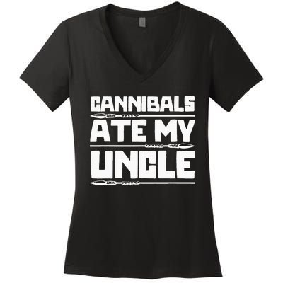 Cannibals Ate My Uncle Joe Biden Political Satire Trump 2024 Women's V-Neck T-Shirt