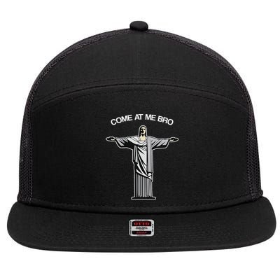 Come At Me Bro Funny Jesus 7 Panel Mesh Trucker Snapback Hat