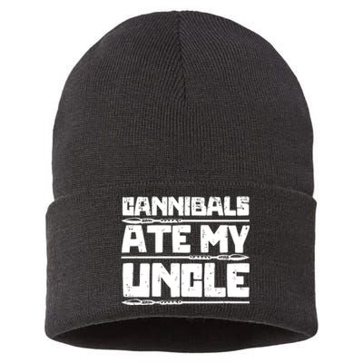 Cannibals Ate My Uncle Joe Biden Political Satire Trump 2024 Sustainable Knit Beanie