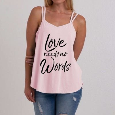 Cute Autism Mother Quote For Moms Gift Loves Needs No Words Gift Women's Strappy Tank