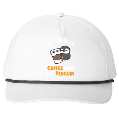 Coffee And My Penguin Sea Bird King Emperor Penguin Gift Snapback Five-Panel Rope Hat