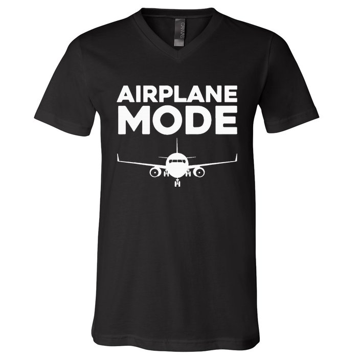 Cool Airplane Mode Design For Wo Pilot Airplane Lover V-Neck T-Shirt