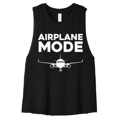 Cool Airplane Mode Design For Wo Pilot Airplane Lover Women's Racerback Cropped Tank