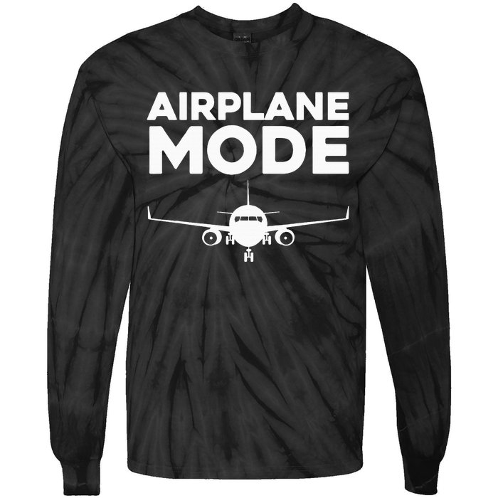 Cool Airplane Mode Design For Wo Pilot Airplane Lover Tie-Dye Long Sleeve Shirt