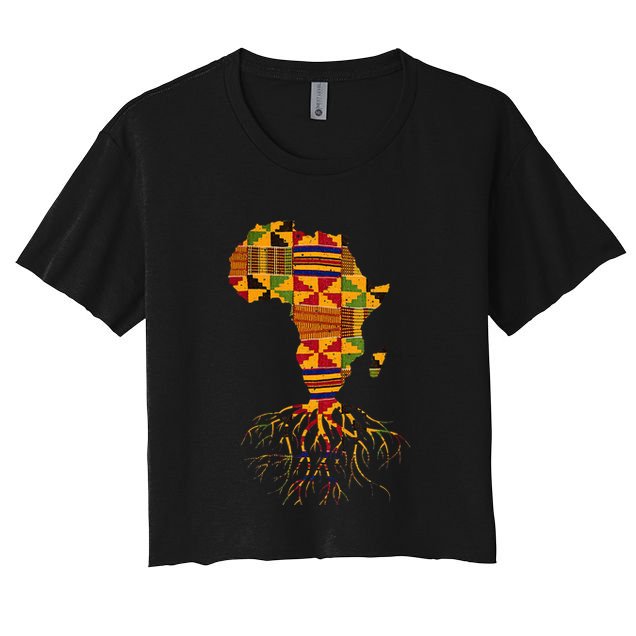 Cool Africa Map Traditional Kente Cloth African Roots Crop Top