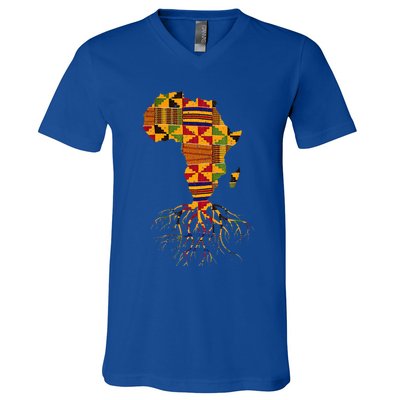 Cool Africa Map Traditional Kente Cloth African Roots V-Neck T-Shirt