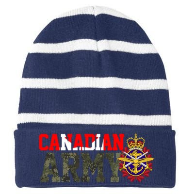 Canadian Army Military Veteran Striped Beanie with Solid Band