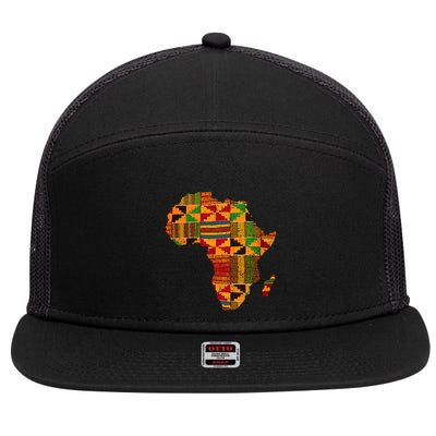 Cool Africa Map Kente Cloth Gift For African Lover 7 Panel Mesh Trucker Snapback Hat