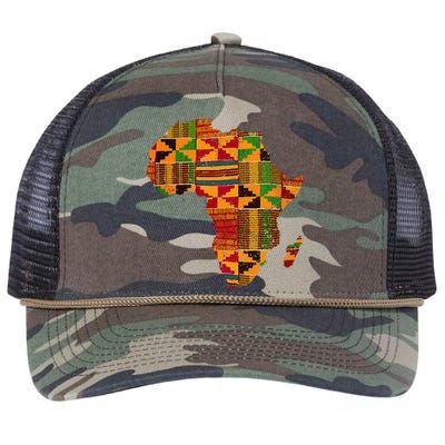 Cool Africa Map Kente Cloth Gift For African Lover Retro Rope Trucker Hat Cap