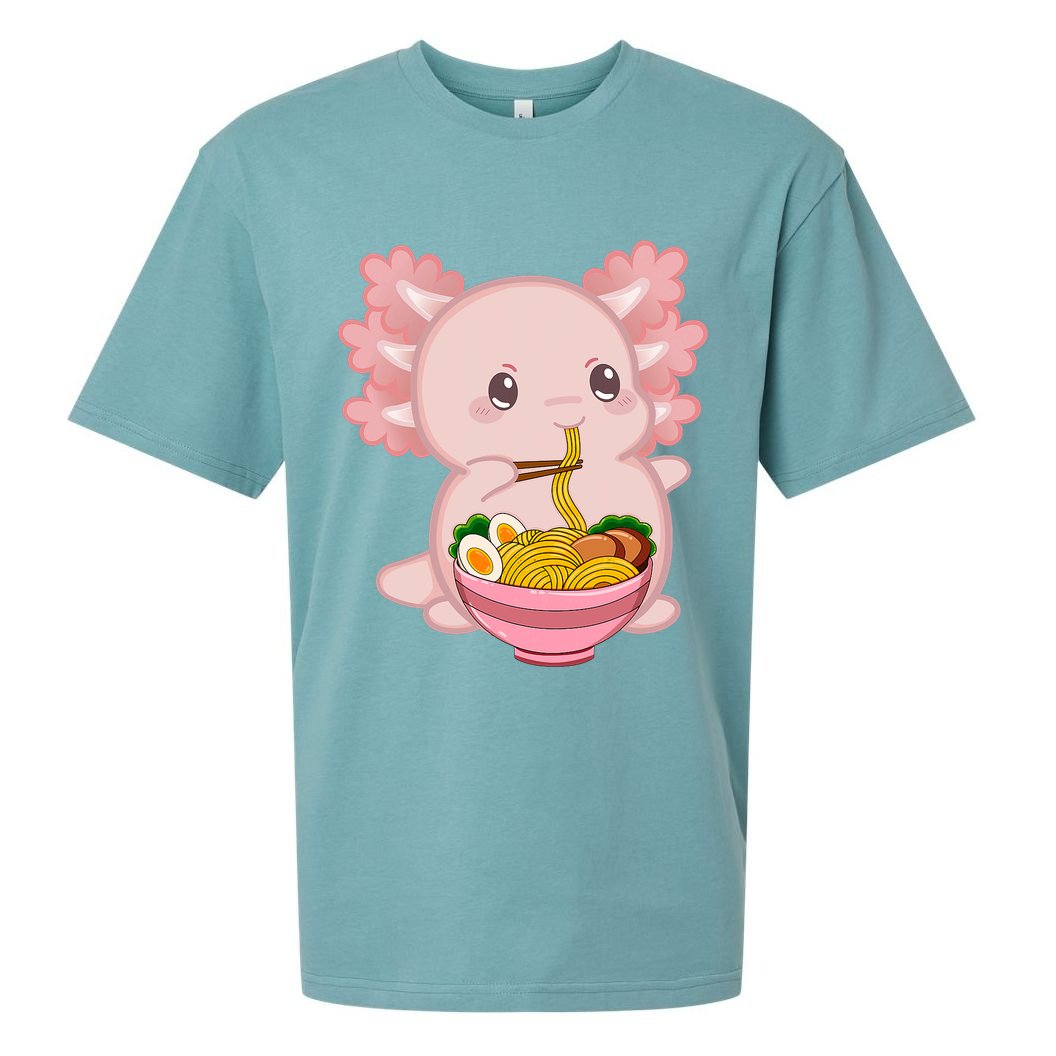 Cute Anime Merch & Kawaii Stuff For Or  Kawaii Axolotl Ramen Noodles Teen  Japan Sueded Cloud Jersey T-Shirt
