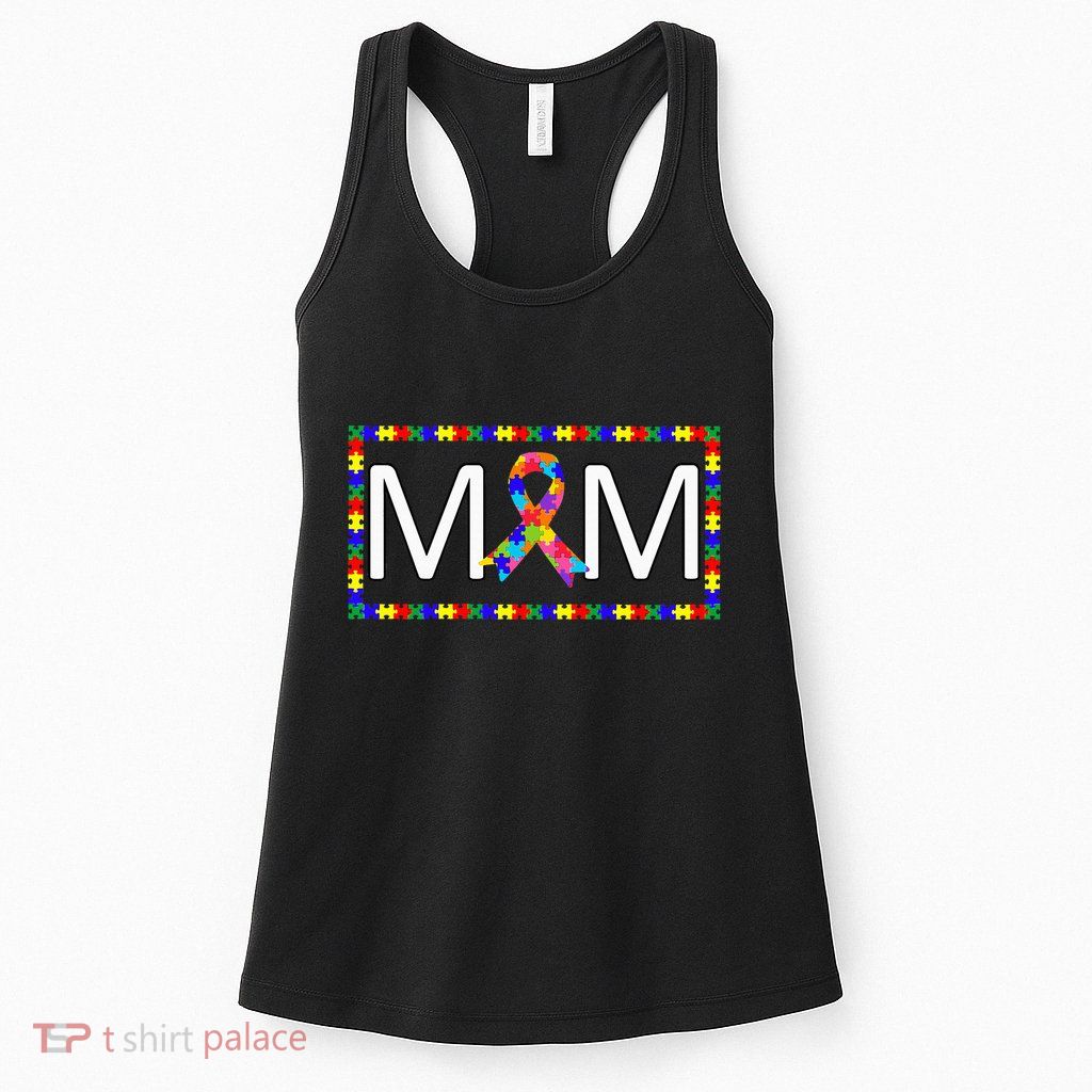 Cute Autism Mom Autism Awareness Puzzle Pieces Womens Tank Top