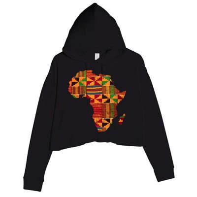 Cool Africa Map Kente Cloth Gift For  Wo African Lover Crop Fleece Hoodie