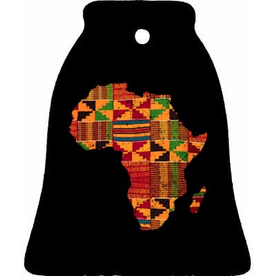 Cool Africa Map Kente Cloth Gift For  Wo African Lover Ceramic Bell Ornament