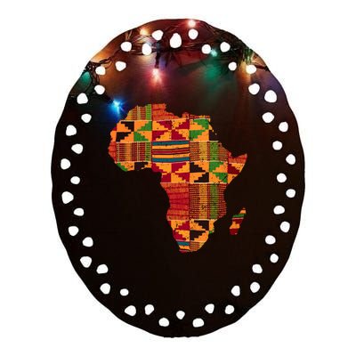 Cool Africa Map Kente Cloth Gift For  Wo African Lover Ceramic Oval Ornament