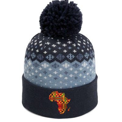 Cool Africa Map Kente Cloth Gift For  Wo African Lover The Baniff Cuffed Pom Beanie