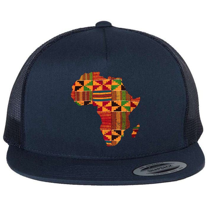 Cool Africa Map Kente Cloth Gift For  Wo African Lover Flat Bill Trucker Hat