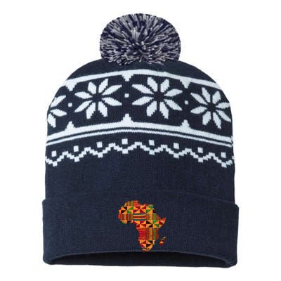 Cool Africa Map Kente Cloth Gift For  Wo African Lover USA-Made Snowflake Beanie