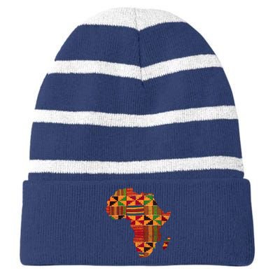 Cool Africa Map Kente Cloth Gift For  Wo African Lover Striped Beanie with Solid Band