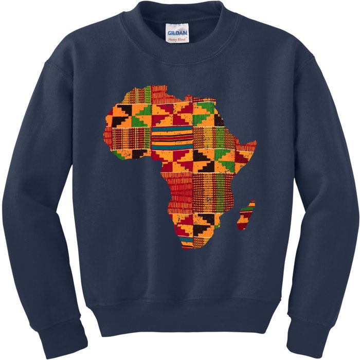 Cool Africa Map Kente Cloth Gift For  Wo African Lover Kids Sweatshirt