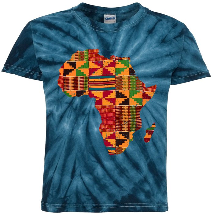 Cool Africa Map Kente Cloth Gift For  Wo African Lover Kids Tie-Dye T-Shirt