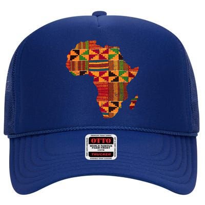 Cool Africa Map Kente Cloth Gift For  Wo African Lover High Crown Mesh Back Trucker Hat