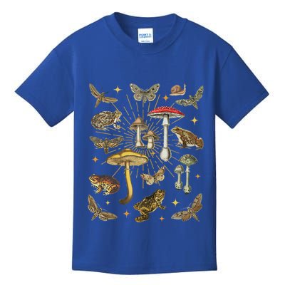 Cottagecore Aesthetic Mushroom Frog Butterfly Goblincore Kids T-Shirt