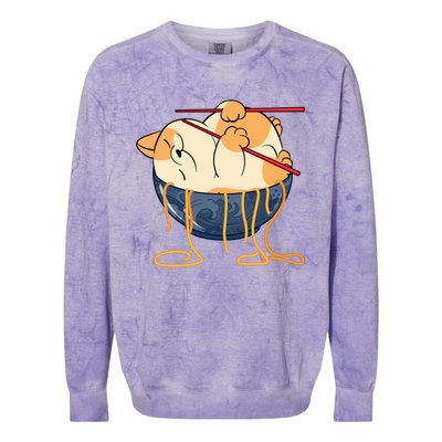 Cute Anime Merch Cat Design Japanese Ramen Noodle Colorblast Crewneck Sweatshirt